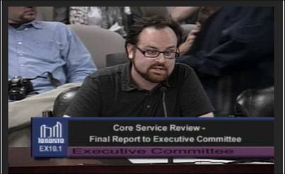 Transit Campaigner Jamie Kirkpatrick talked to Exec Committee just before midnight on Sept 19