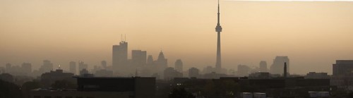 Smog over Toronto sunset